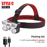 5 LED Flashlight Rechargeable with Built in 18650 Battery Strong Light Camping Adventure Fishing Head Light Headlamp