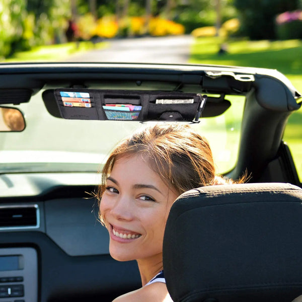 Car Styling Visor Organizer Auto Sun Visor Storage Pouch Car Sun Visor Organizer Zipper Type Card Holder Storage