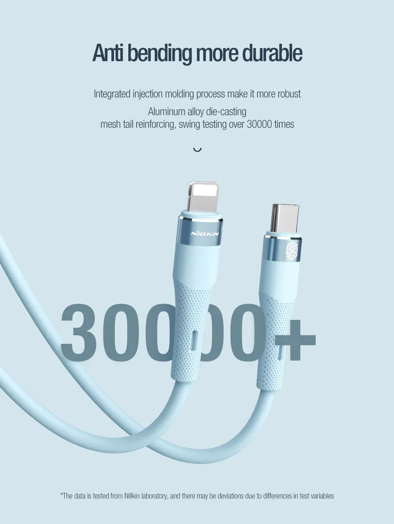 Nillkin Liquid Silicone Cable Type C To Lightning Cable 2.4A For iPhone 14 13 12 Pro Max Fast Charging For iPhone USB C Cable