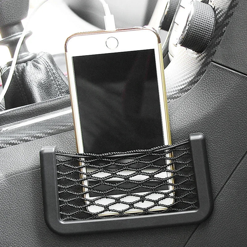 1PC/2PCS Universal Car Organizer Storage Bag Auto Paste Net Pocket Phone Holder Car Accessories Interior Storage Accessories