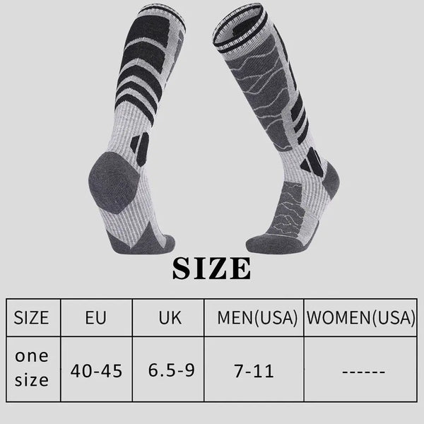 Thickened Merino Wool Outdoor Sports Socks Breathable Sweat Absorption Ski Socks Warm Knee High Long Socks