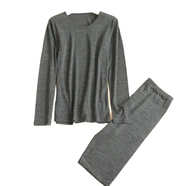 Birdtree 100% Wool Solid Warm Underwear Set Women's Autumn Clothes Autumn Trousers Set Shirt Leggings Autumn Winter New S30389QC