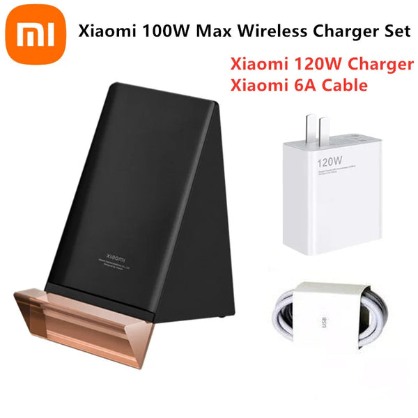Xiaomi Mi 100W Max Wireless Charger Stand With 120W Charger 6A Cable Fast Charge For Xiaomi 14/13/12/11 Qi Charge For iPhone