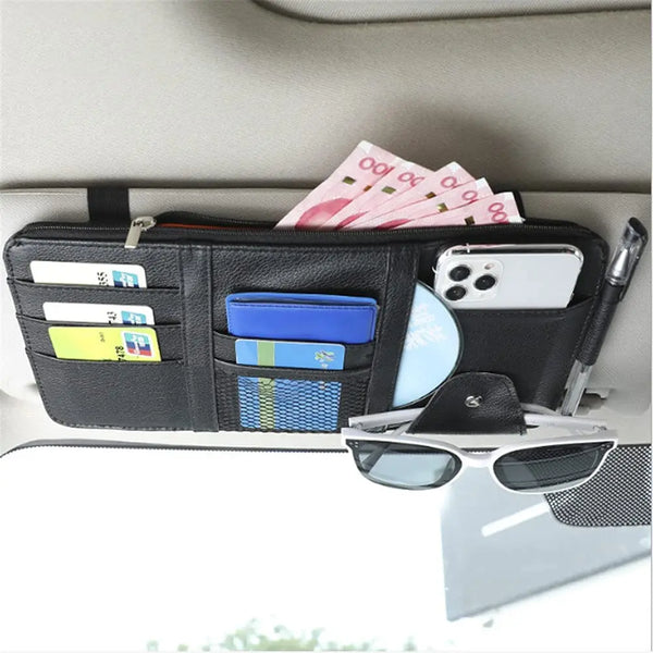 Car Styling Visor Organizer Auto Sun Visor Storage Pouch Car Sun Visor Organizer Zipper Type Card Holder Storage
