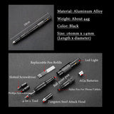 10-In-1 Self Defense Tactical Pen Emergency Flashlight Screwdriver Bottle Opener Window Breaker Outdoor Survival EDC Tool Gift