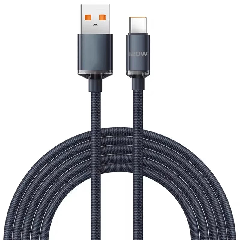 120W USB Type C Fast Charge Cable for iPhone 15 Pro Max Samsung Xiaomi Huawei USB To Type C Data Cord Mobile Phone Charge Cable
