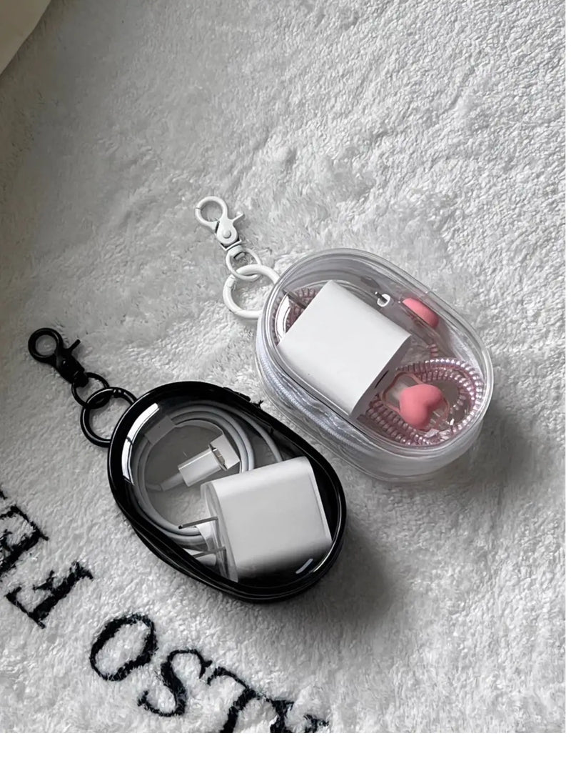 Transparent Storage Bags Keychain Data Line Coin Toys Organizer Case Thicken Clear Wallet Keyring Car Key Holder Jewelry Gifts