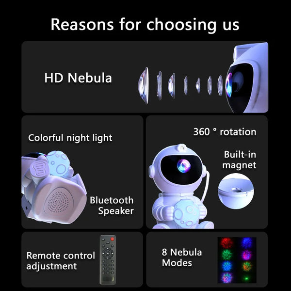 Astronaut LED Star Galaxies Projector Night Light Starry Sky Porjectors Lamp Bluetooth Speaker For Bedroom Room Decor Kids Gift