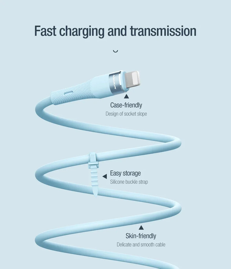 Nillkin Liquid Silicone Cable Type C To Lightning Cable 2.4A For iPhone 14 13 12 Pro Max Fast Charging For iPhone USB C Cable