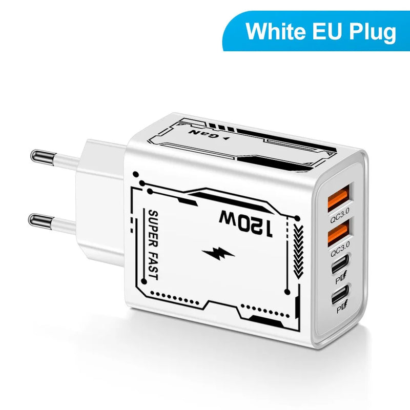 USB Type C Charger 4 Ports PD Fast Charging Mobile Phone Charger Adapter for iPhone Samsung Xiaomi MI Quick Charge Wall Charger