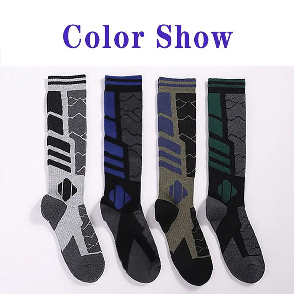 Thickened Merino Wool Outdoor Sports Socks Breathable Sweat Absorption Ski Socks Warm Knee High Long Socks